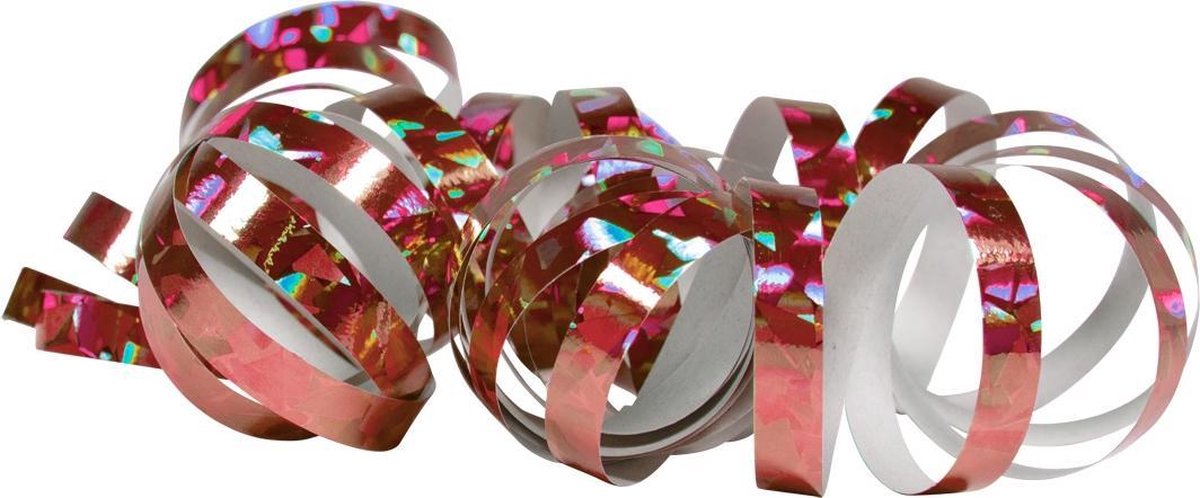 FOLAT BV - 2 roze holografische serpentine rollen - Decoratie > Serpentine